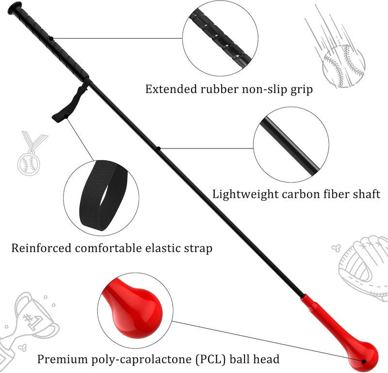 DEHAI Baseball Hitting Stick,Batting Practice Equipment for Baseball and Softball,Extended Handlebar with Grip Strap,Ideal One-on-One Baseball Training Equipment - Image 5
